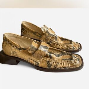 Miista Snake-Print scrunch toe Leather Loafers